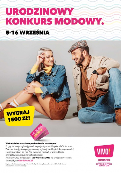 Urodzinowa „Bitwa na Style” w VIVO! Krosno LIFESTYLE, Moda - W VIVO! Krosno przygotowano konkurs „Bitwa na Style”, w którym uczestnicy będą mogli zaprezentować swoje autorskie pomysły na jesienne stylizacje. Do wygrania vouchery o wartości od 300 do 1500 zł.
